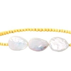 BLUEISH VIOLET IRREGULAR SHAPE WITH NEUTRAL BEADS FRESHWATER PEARL BRACELET
